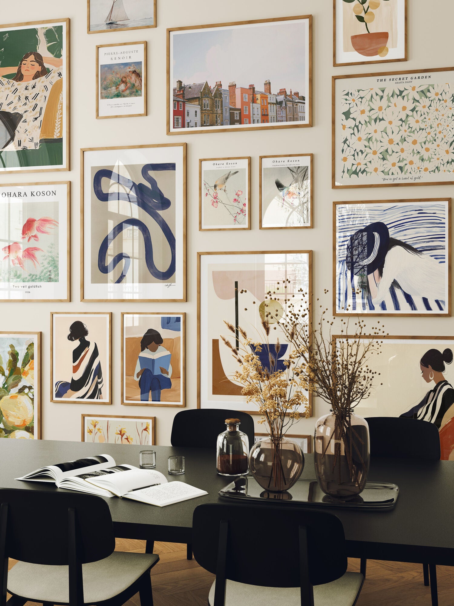 Set of 18 Gallery Wall Frame Mockup,5x7 Wood Frame Mock-Up,Wall