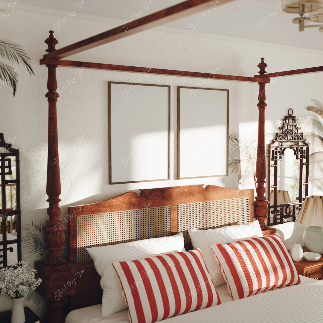 2 Wood Frame Mockups in South Asian Bedroom - 5x7 Ratio - preview 5
