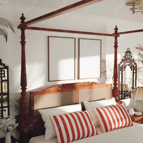 2 Wood Frame Mockups in South Asian Bedroom - 5x7 Ratio - preview 5