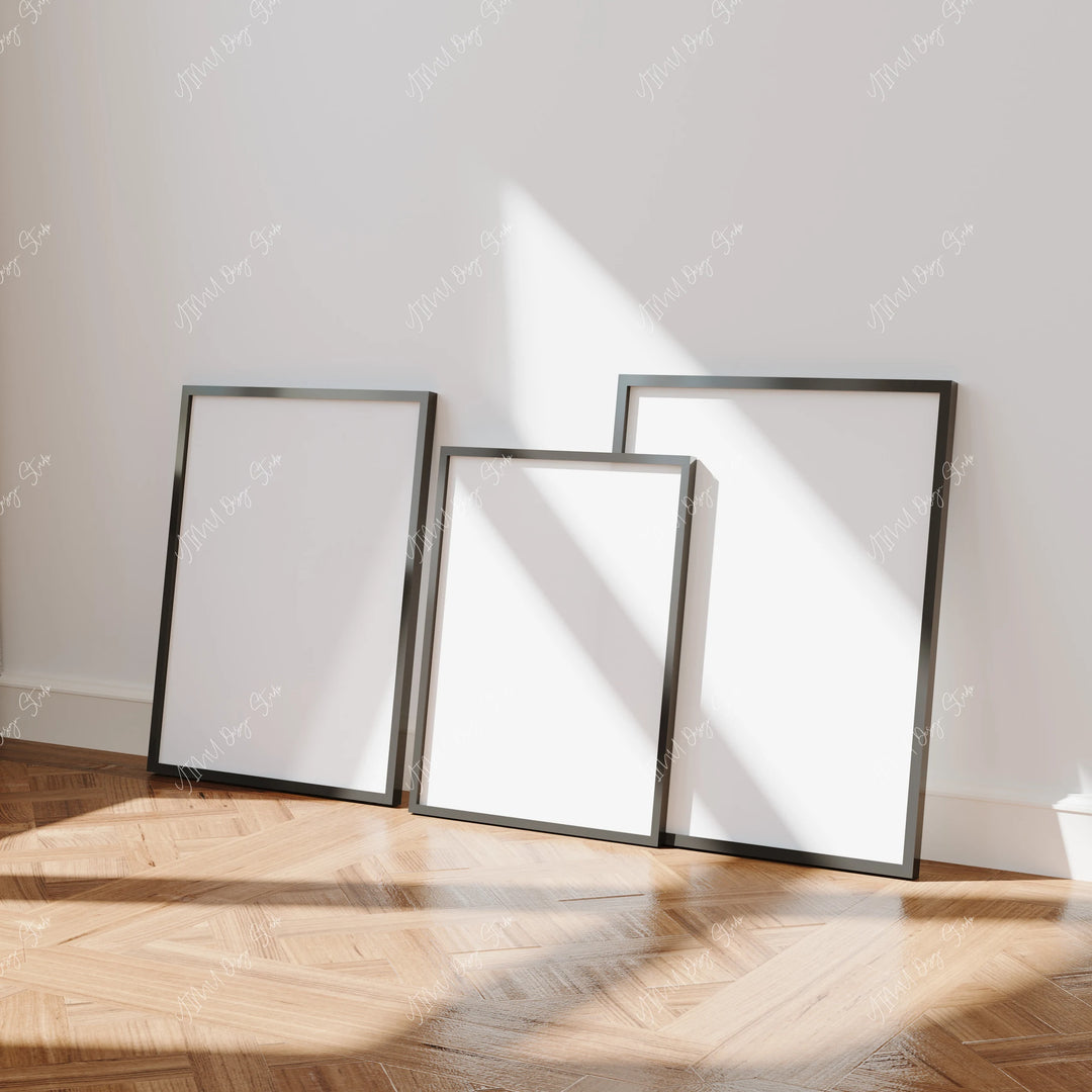 3 Minimal Black Frame Mockups in Home Interior - 3x4 Ratio - preview 5