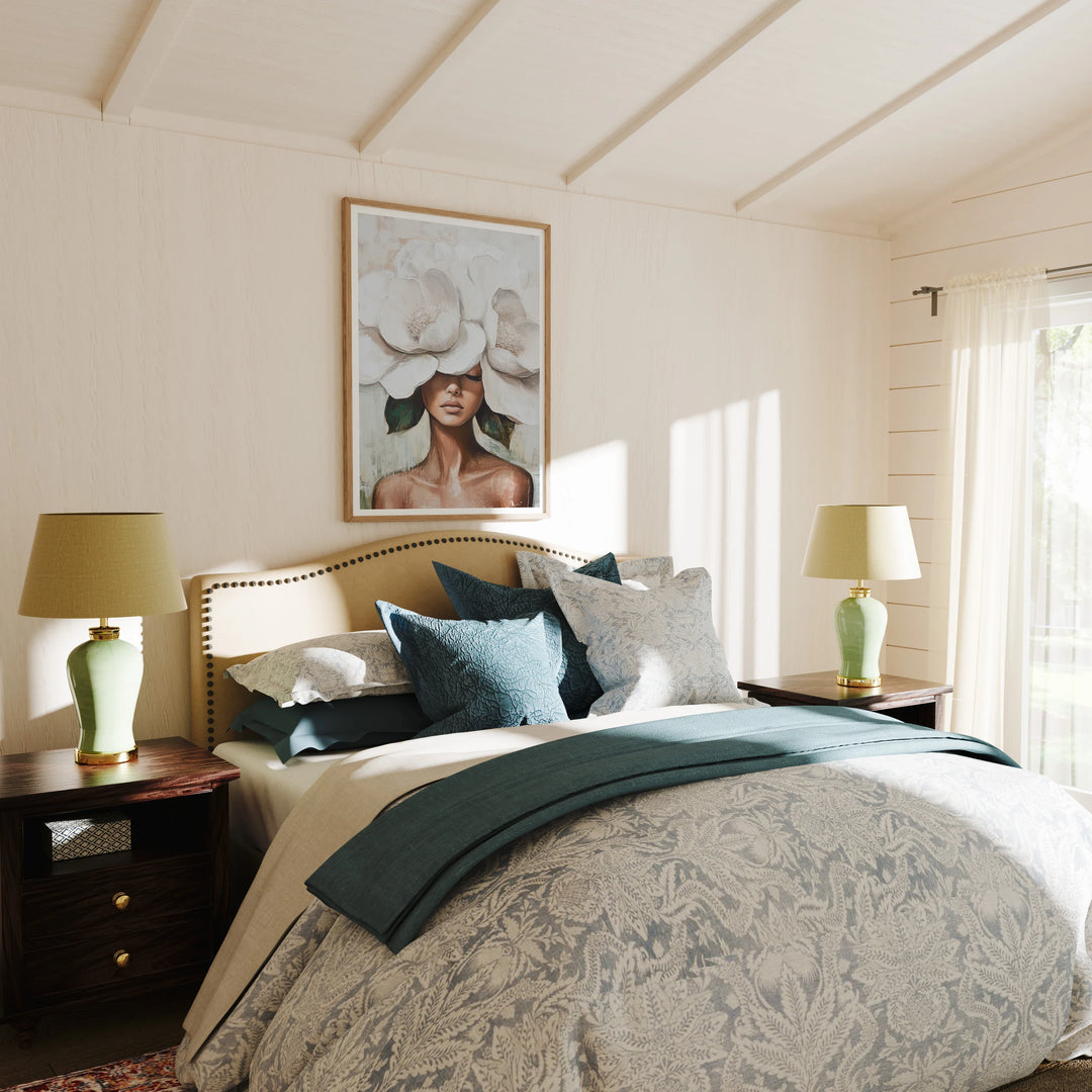 Wood Frame Mockup in Bedroom,3x4 Ratio Frame Mock-Up,Print Poster Mockup,Wall Art Mockup,Psd Template,Smart Object