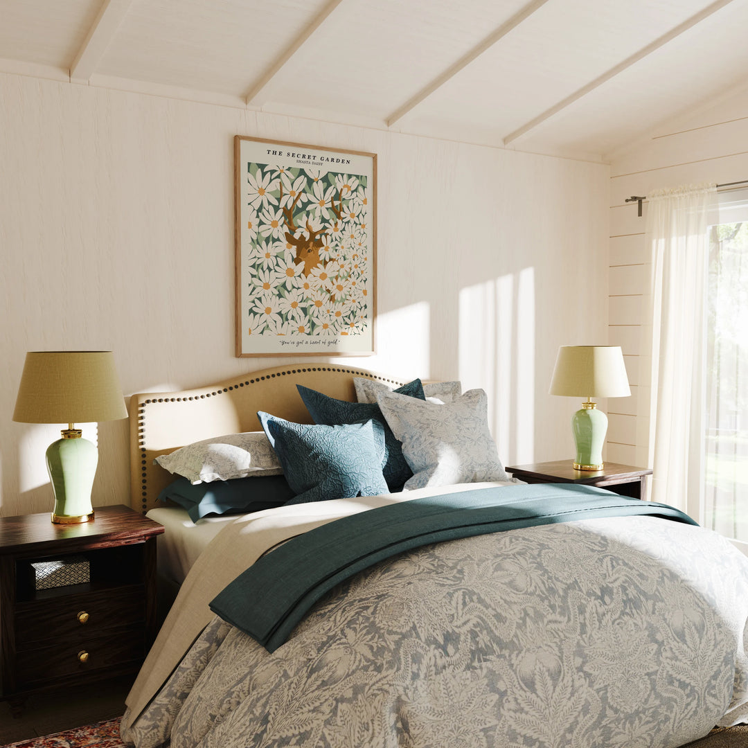 Wood Frame Mockup in Bedroom,3x4 Ratio Frame Mock-Up,Print Poster Mockup,Wall Art Mockup,Psd Template,Smart Object
