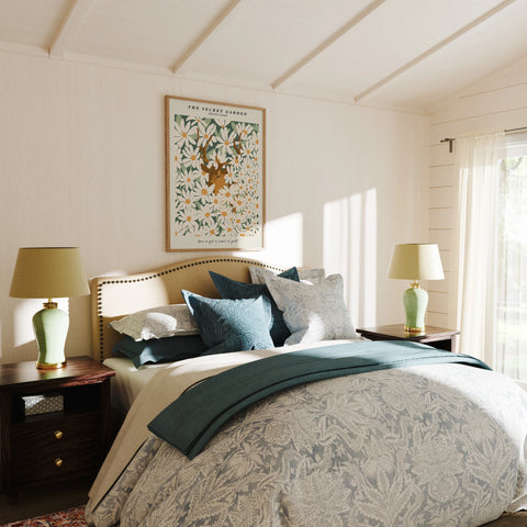 Wood Frame Mockup in Bedroom,3x4 Ratio Frame Mock-Up,Print Poster Mockup,Wall Art Mockup,Psd Template,Smart Object