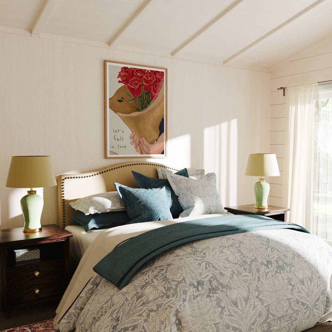 Wood Frame Mockup in Bedroom,3x4 Ratio Frame Mock-Up,Print Poster Mockup,Wall Art Mockup,Psd Template,Smart Object