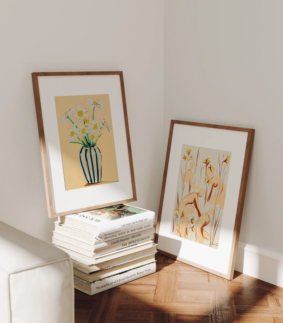 5x7 Wood Frame Mockups, Set of 2 Wall Art Mockups (PSD, JPEG)