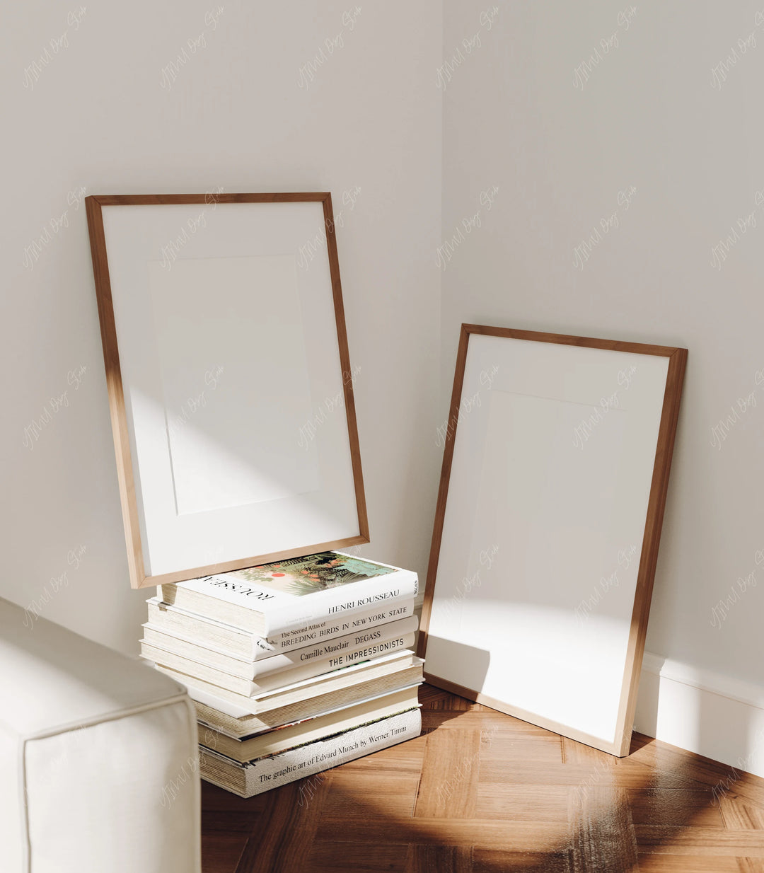 5x7 Wood Frame Mockups, Set of 2 Wall Art Mockups (PSD, JPEG)