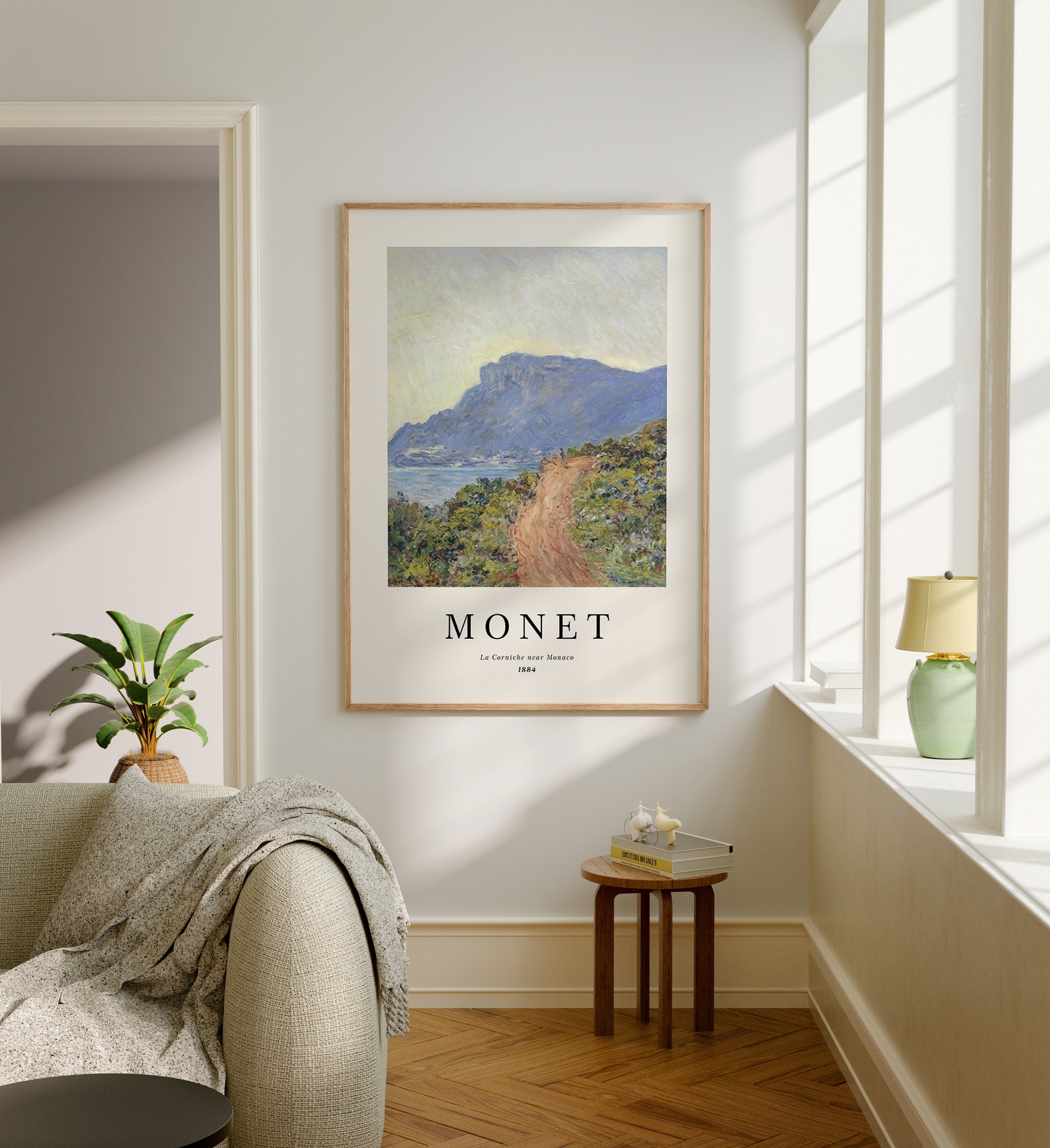 Wood Frame Mockup in Living Room,Poster Mockup,5x7 Ratio Frame Art