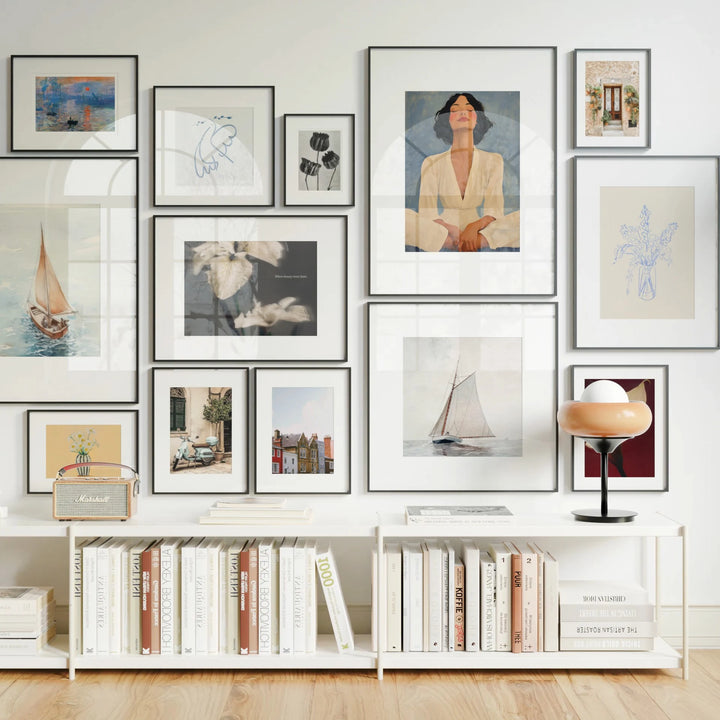 Animated 13 Black Frame Gallery Wall with Mats - 5x7 Ratio - preview 2