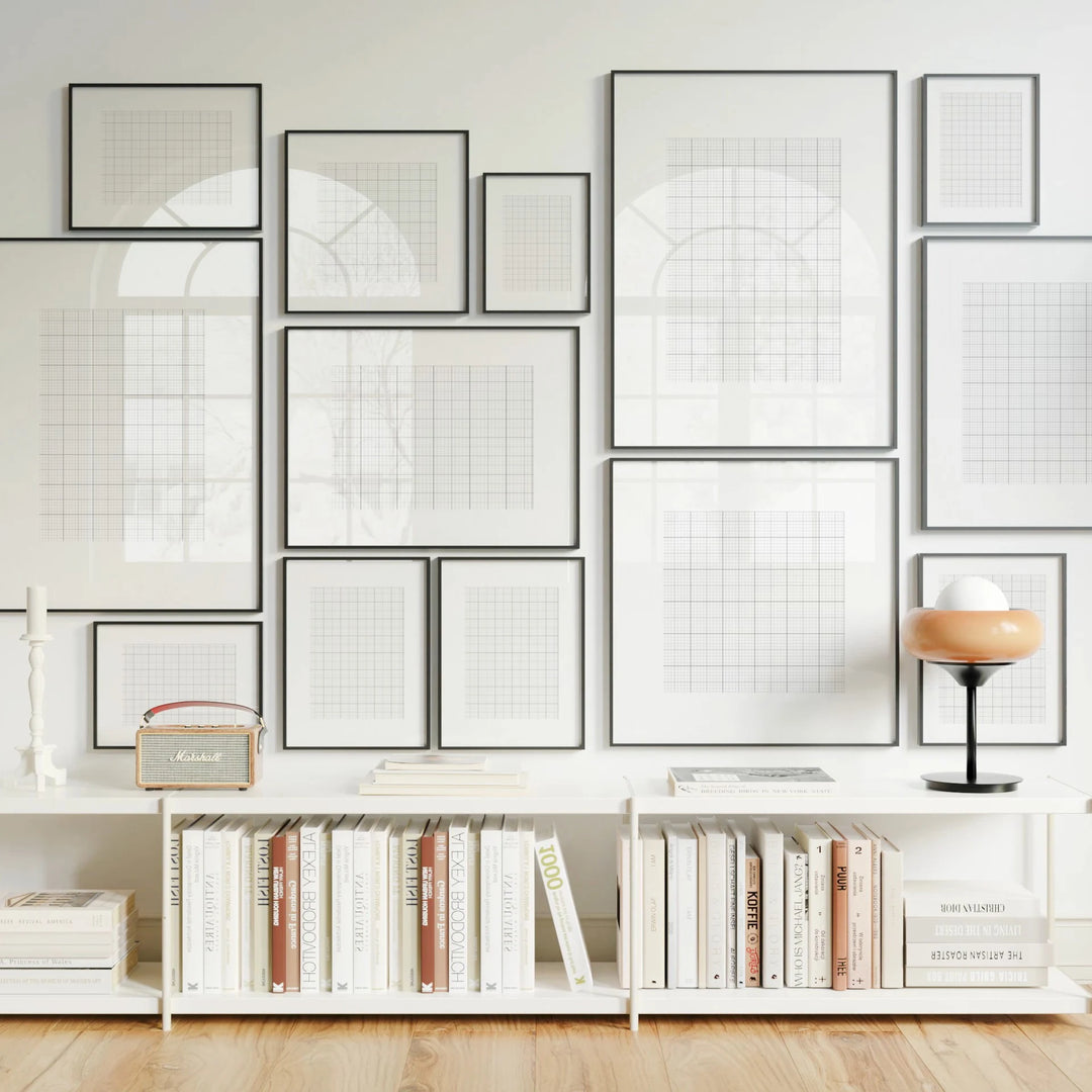 Animated 13 Black Frame Gallery Wall with Mats - 5x7 Ratio - preview 5