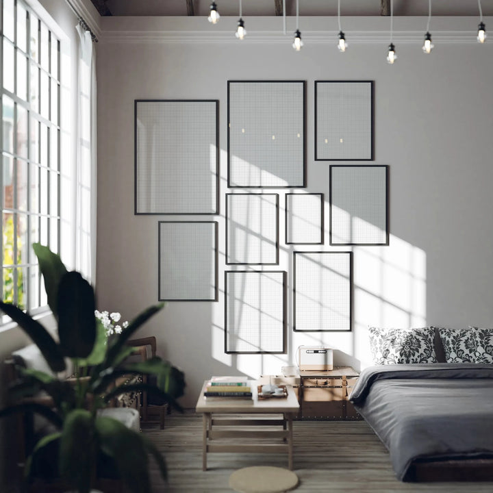 Animated Gallery Wall Black Frame Set Mockup - 5x7 Ratio - preview 5