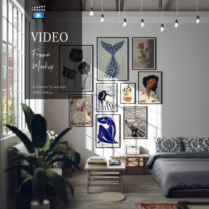 Animated Gallery Wall Black Frame Set Mockup - 5x7 Ratio - preview 9