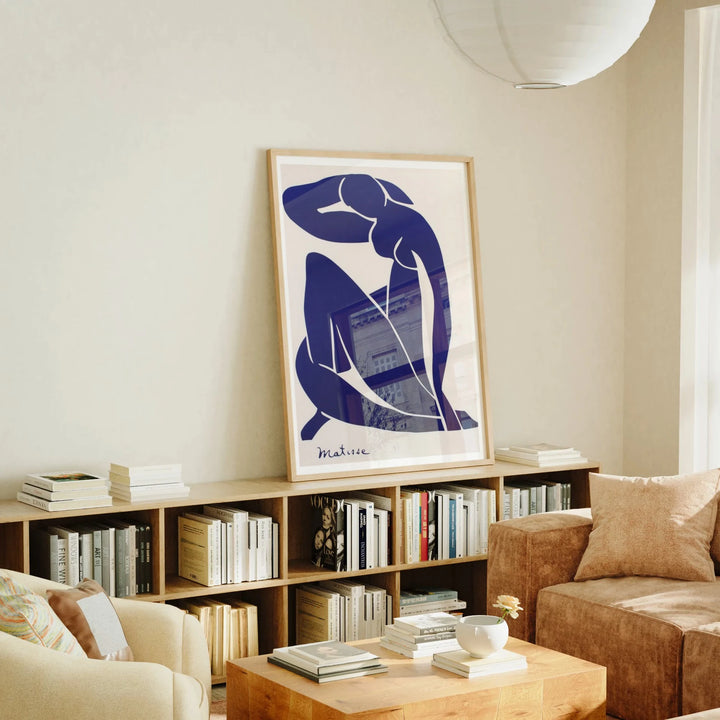 Animated oak wood frame mockup in Scandinavian living room - 3x4 ratio - preview 1