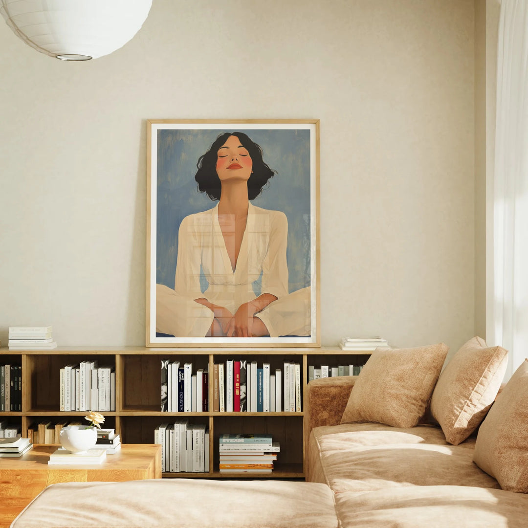 Animated oak wood frame mockup in Scandinavian living room - 3x4 ratio - preview 5