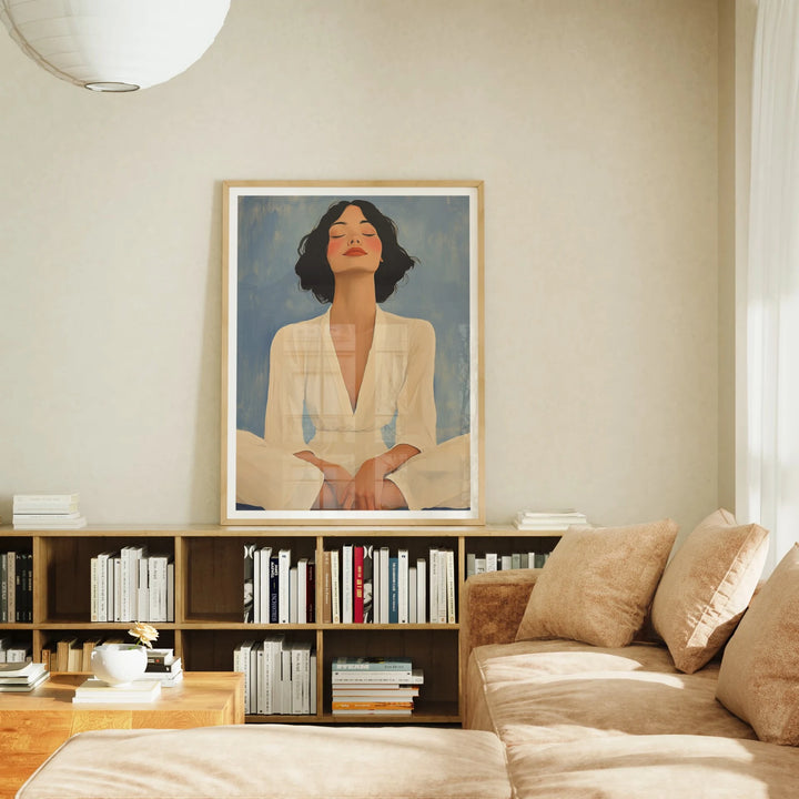 Animated oak wood frame mockup in Scandinavian living room - 3x4 ratio - preview 5