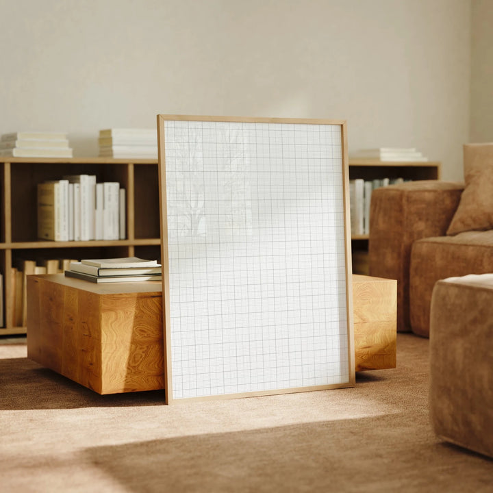 Animated oak wood frame mockup in Scandinavian living room - 3x4 ratio - preview 9
