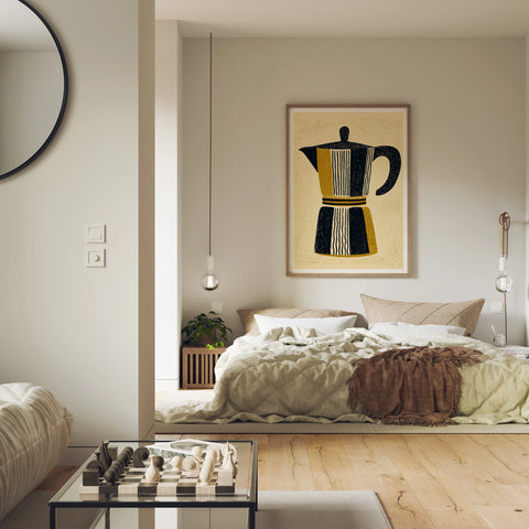 Bedroom Wood Frame Mockup, 3x4 Vertical Wall Art PSD (Digital Download)