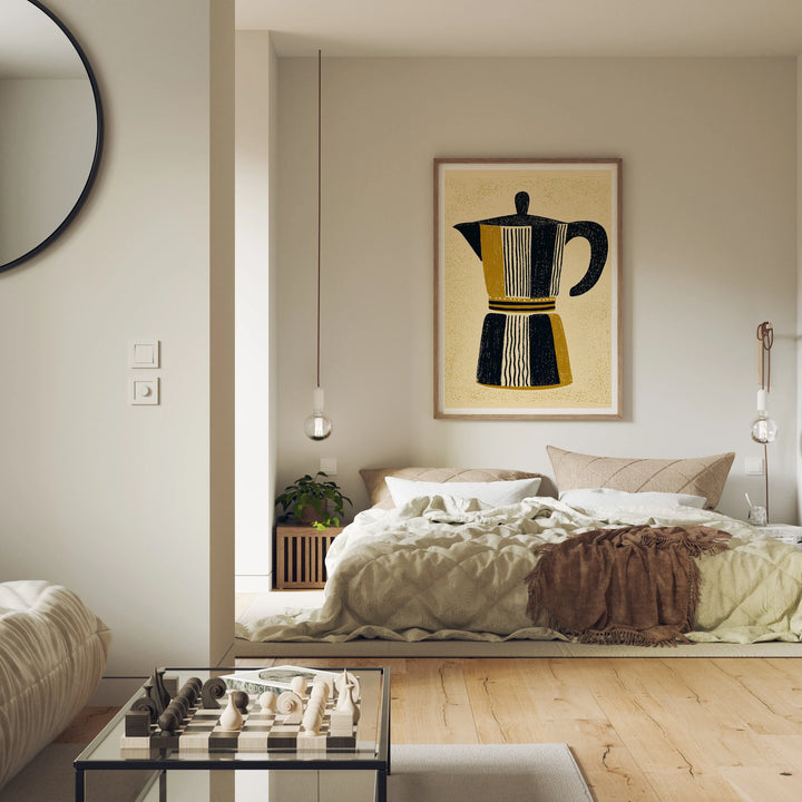 Bedroom Wood Frame Mockup, 3x4 Vertical Wall Art PSD (Digital Download)