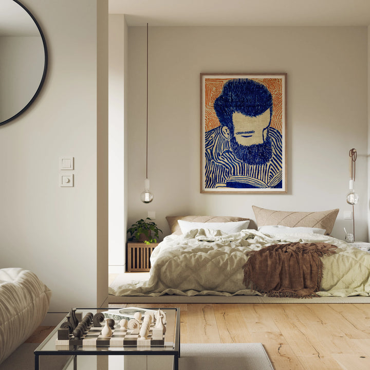 Bedroom Wood Frame Mockup, 3x4 Vertical Wall Art PSD (Digital Download)