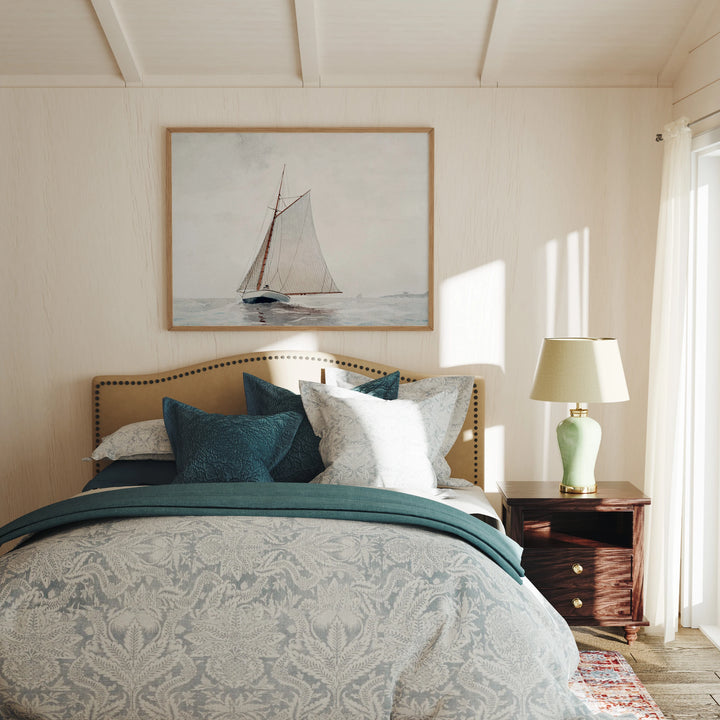 Bedroom Wood Frame Mockup, Horizontal 4x3 Ratio Wall Art (PSD Download)