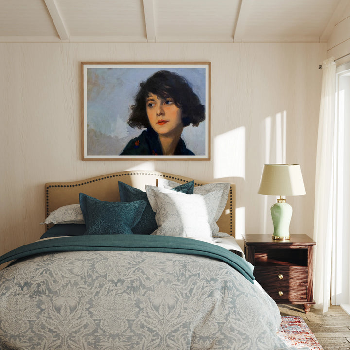 Bedroom Wood Frame Mockup, Horizontal 4x3 Ratio Wall Art (PSD Download)