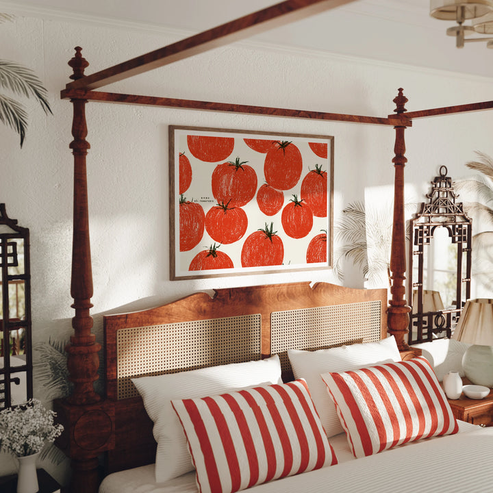Bedroom Wood Frame Mockup, Horizontal 7x5 Art Display (PSD JPG)