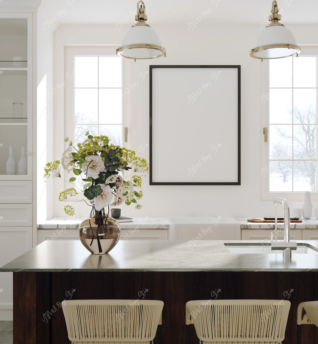 Black Frame Mockup in Modern Kitchen - 3x4 Ratio - preview 7