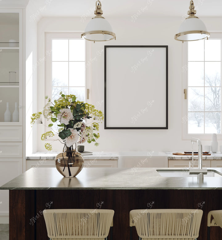 Black Frame Mockup in Modern Kitchen - 3x4 Ratio - preview 7