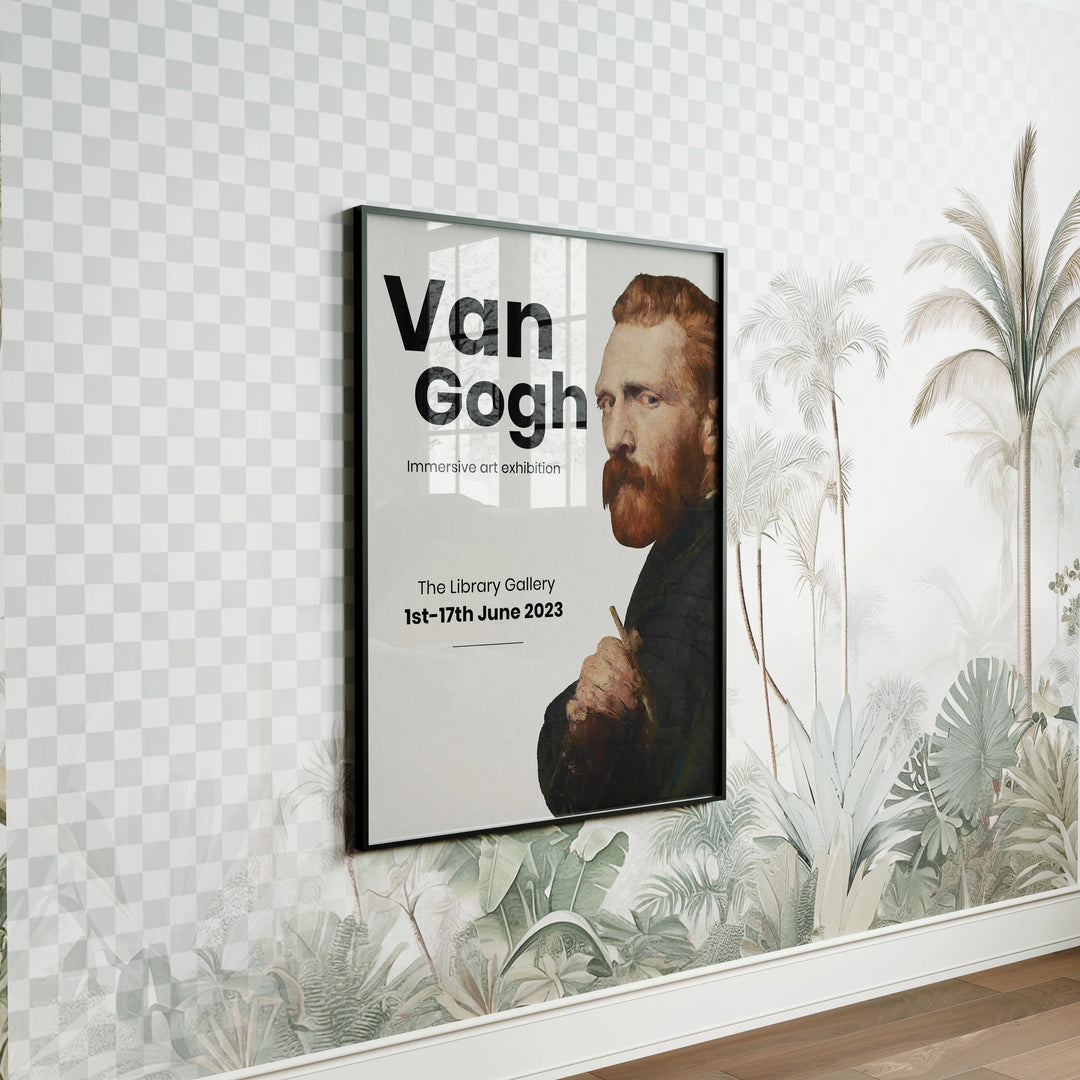 Black Frame Mockup with Reflection, Wall Art Poster Mockup (3x4 Ratio)