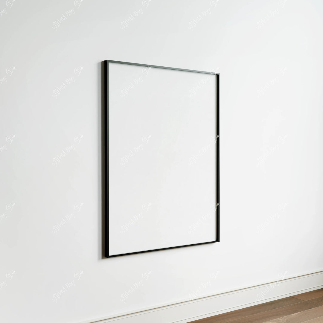 Black Frame Mockup with Reflection, Wall Art Poster Mockup (3x4 Ratio)