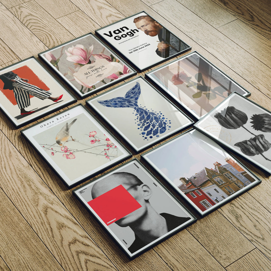 Black Frame Mockup, Wood Floor Reflection, 3x4 Artwork PSD (Digital Download)