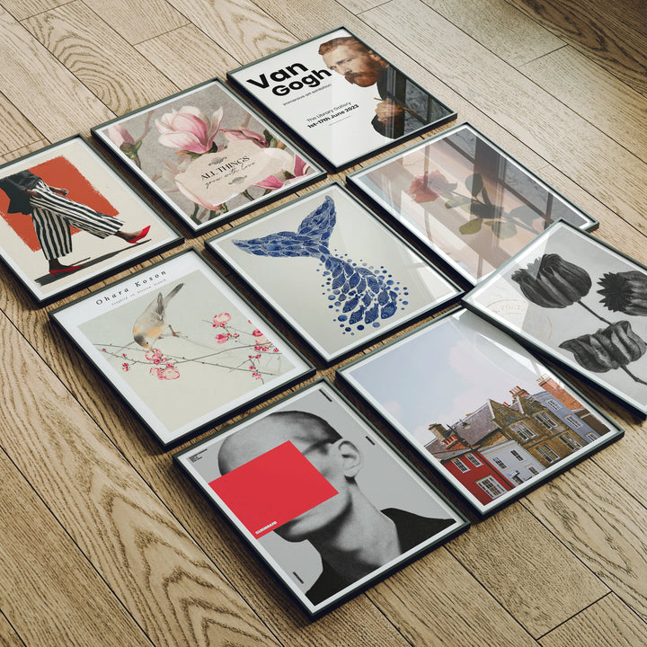 Black Frame Mockup, Wood Floor Reflection, 3x4 Artwork PSD (Digital Download)