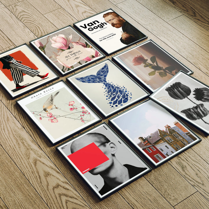 Black Frame Mockup, Wood Floor Reflection, 3x4 Artwork PSD (Digital Download)