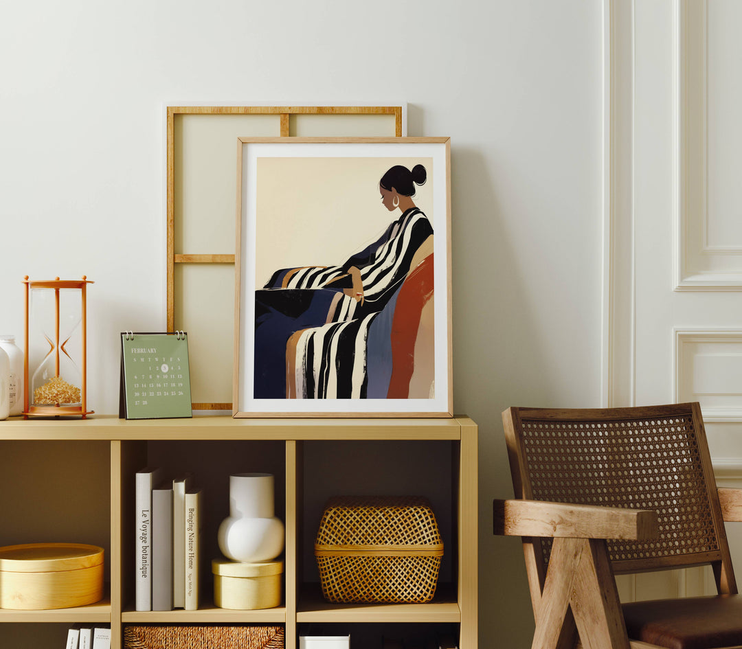 3x4 Wood Frame Mockup in Living Room,Minimal Interior Art Mockup