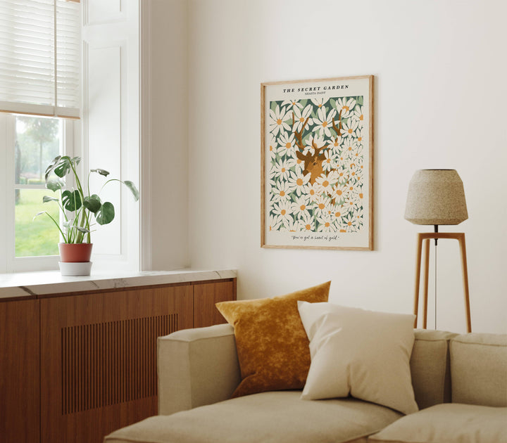 3x4 Wood Frame Mockup in Living Room,Art Print Mockup,Realistic Mockup