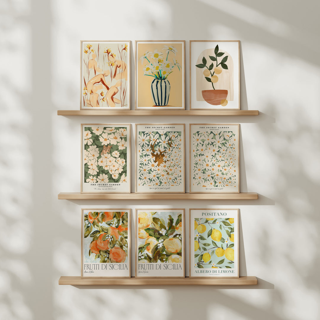 Gallery Wall Frame Mockup,9 Frames Boho Wood Frame Mockup,DIN A Frame Mock-Ups