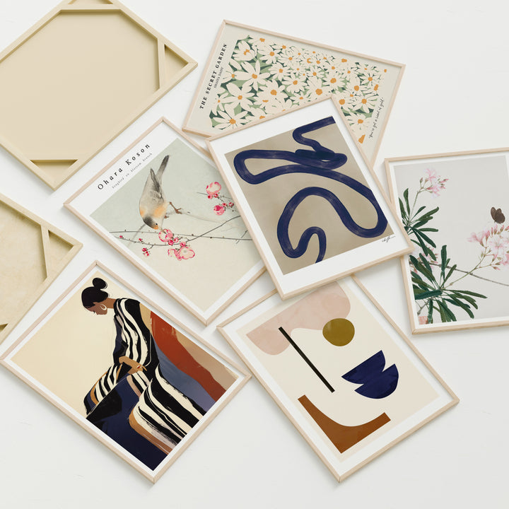 Set of 6 Frames Mockup,DIN A Ratio Wood Frame Mock-Up with Blank Background