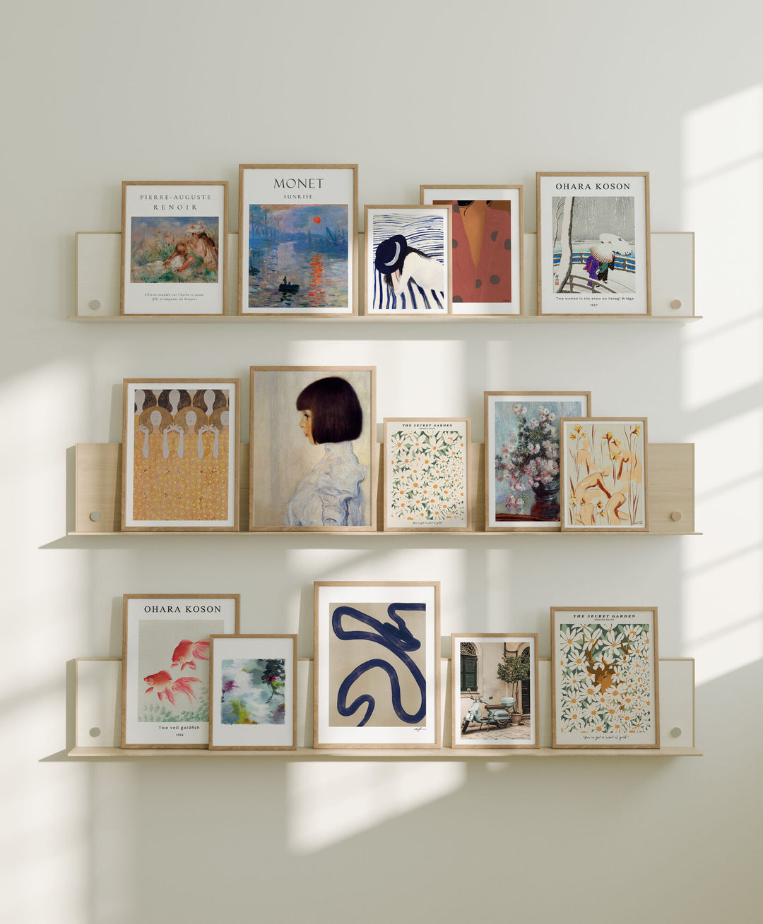 Set 15 Gallery Wall Frame Mockup,3x4 Wood Frame Mock-Up,Print Poster Mockup,Multiple Frames Mockup