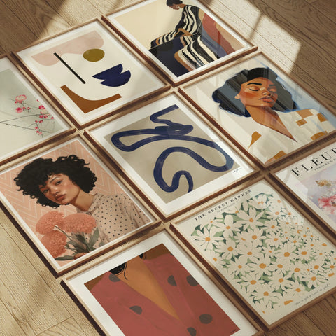 Animated video frame set mockup for 3x4 gallery artwork with 3 scenes