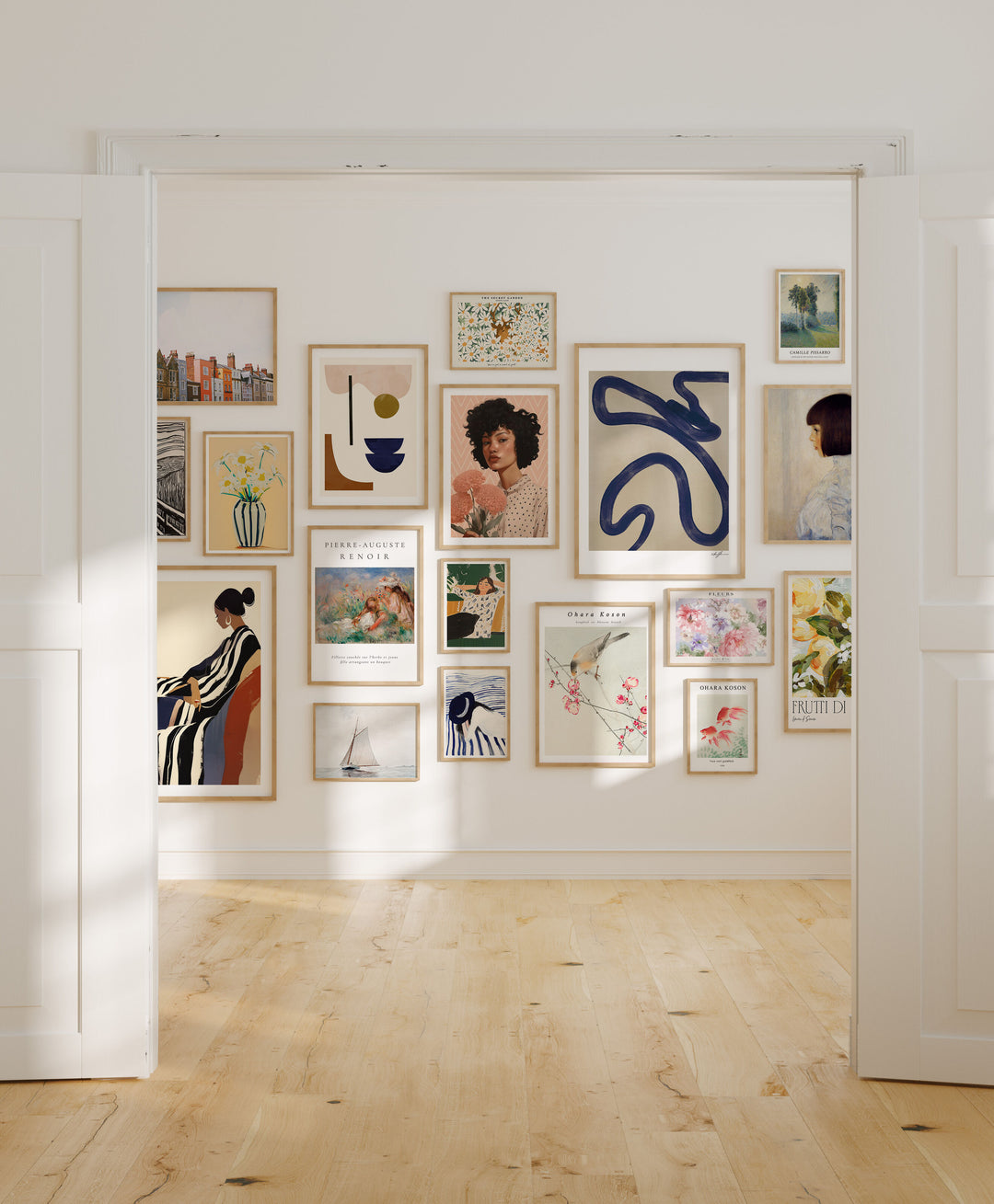 Set of 18 Gallery Wall Frames Mockup,5x7 Wood Frame Mock-Up,Wall Art Mockups