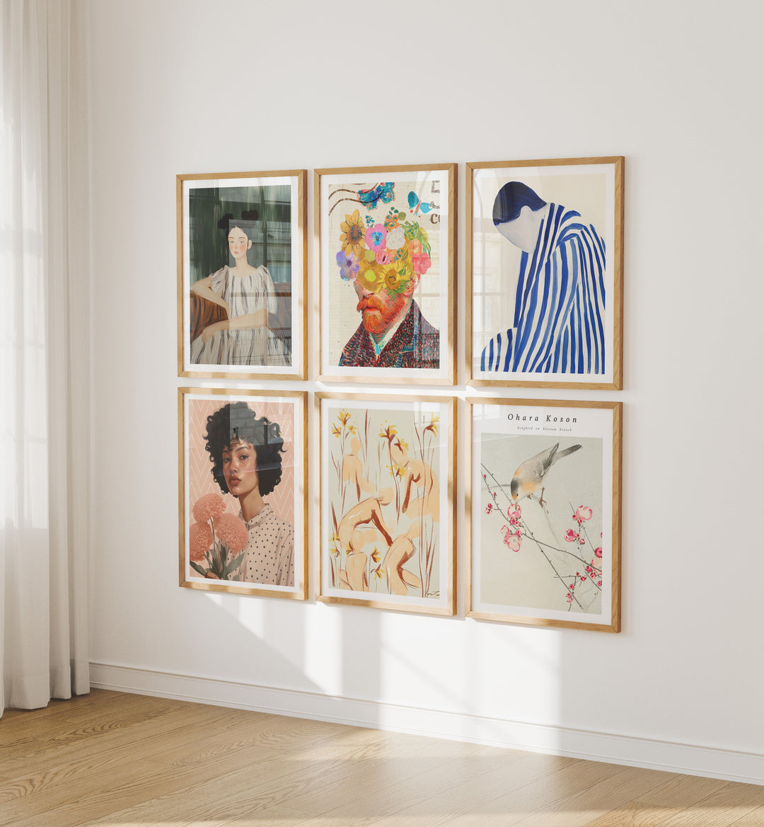 Set of 6 Frame Mockups with Reflection,3x4 Wood Frame Mock-Up,Wall Art Mockup