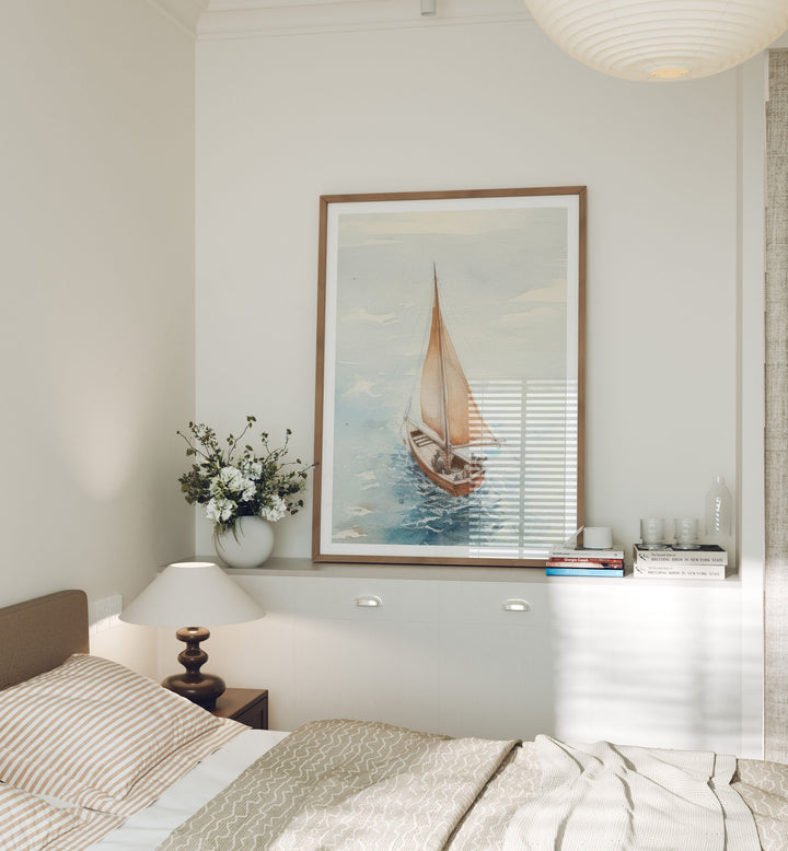Wood Frame Mockup in Bedroom,5x7 Vertical Frame Mock-Up