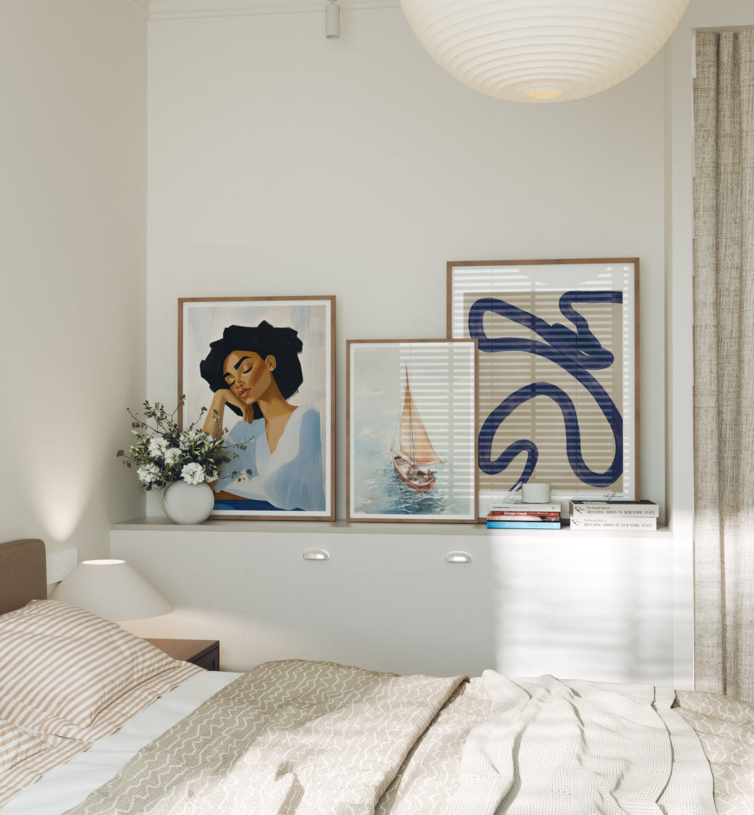 Set of 3 Wood Frame Mockup with Reflection,5x7 Frame Mock-Up,Art Print Display
