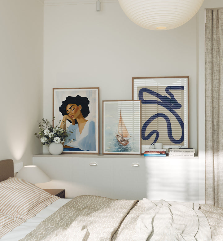 Set of 3 Wood Frame Mockup with Reflection,5x7 Frame Mock-Up,Art Print Display