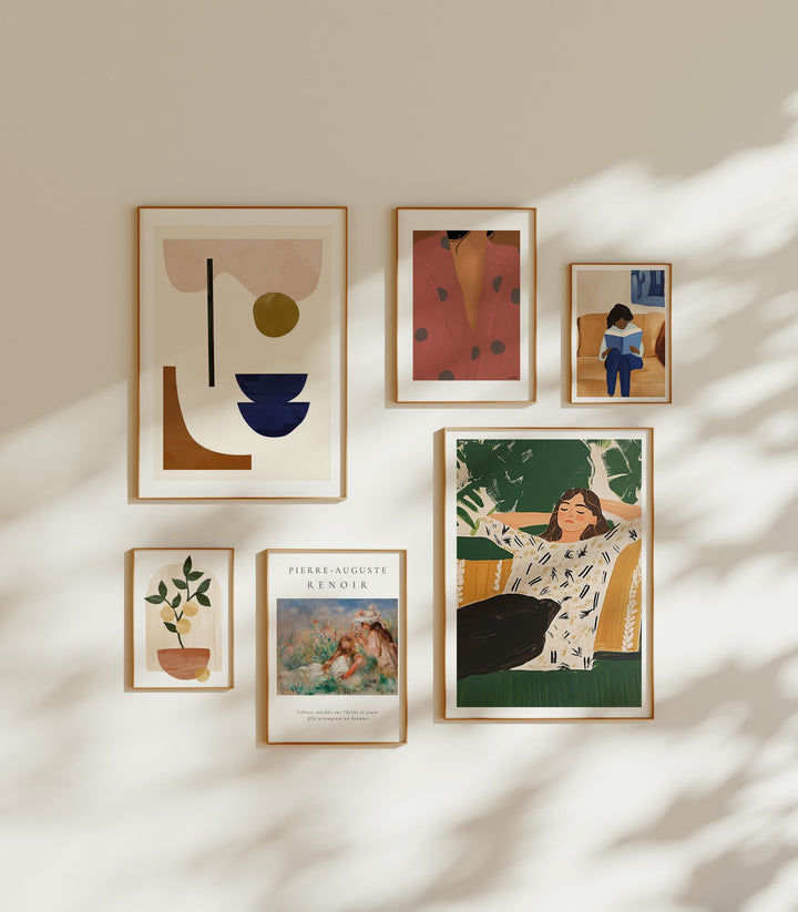 Set of 6 Gallery Wall Frame Mockup,5x7 Wood Frame Mock-Up,Wall Art Mockups