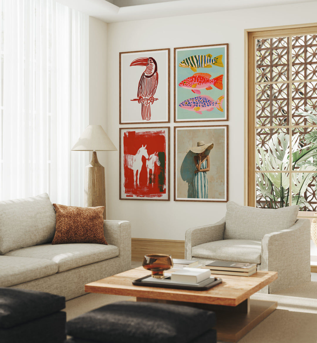 Set of 4 Gallery Wall Frame Mockup,3x4 Wood Frame Mock-Up,Wall Art Mockup
