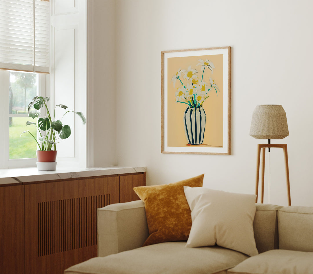 3x4 Wood Frame Mockup in Living Room,Art Print Mockup,Realistic Mockup