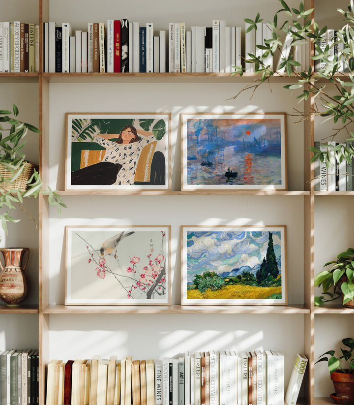 Set of 4 Gallery Wall Frame Mockup,4x3 Horizontal Wood Frame Mock-up,Picture Frame Mockup
