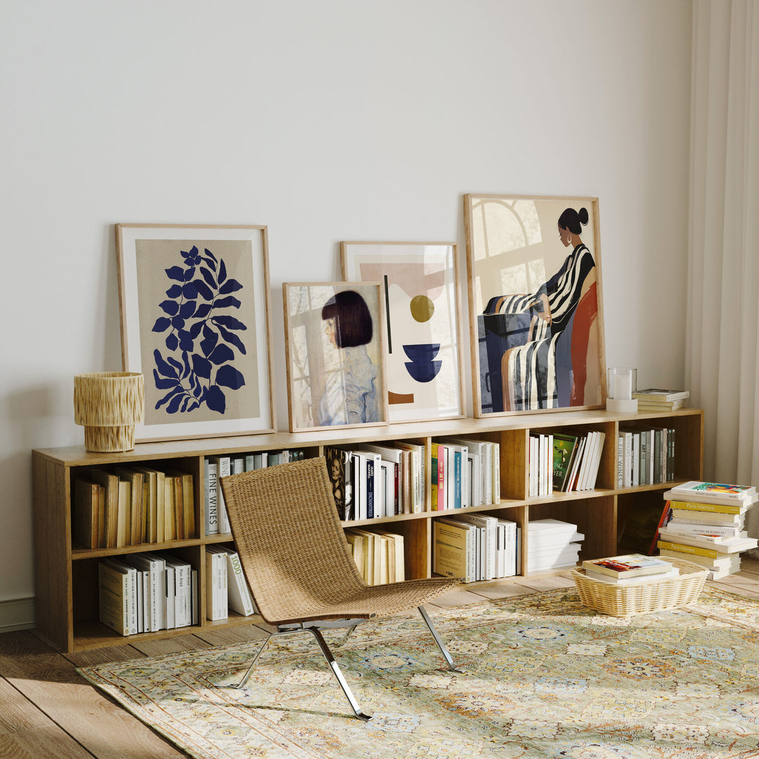 Set of 4 Wood Frame Mockup in Living Room,Wall Art Mockup,Print Poster Mockup