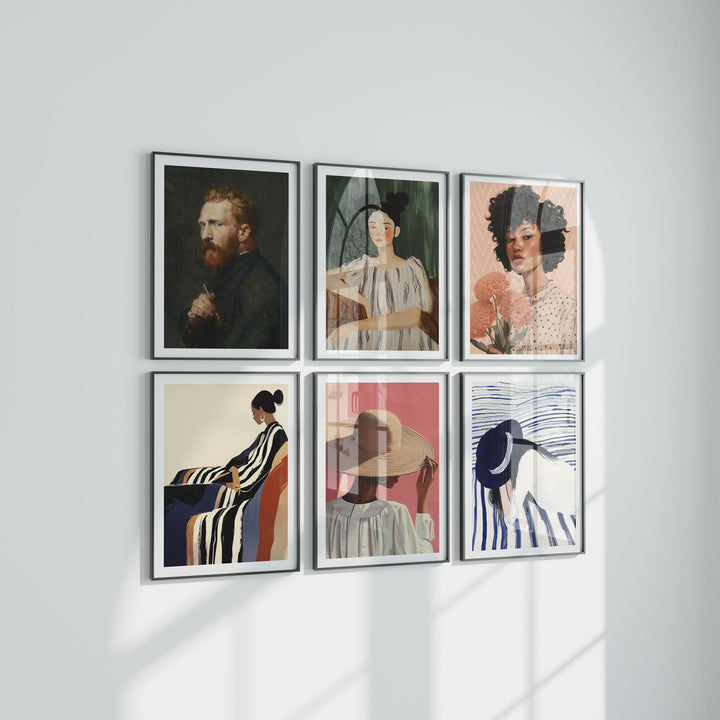 Minimalist Gallery Frame Mockup,6 Frames Black Frame Mockup With Blank Background,3x4 Vertical Frame Mockup
