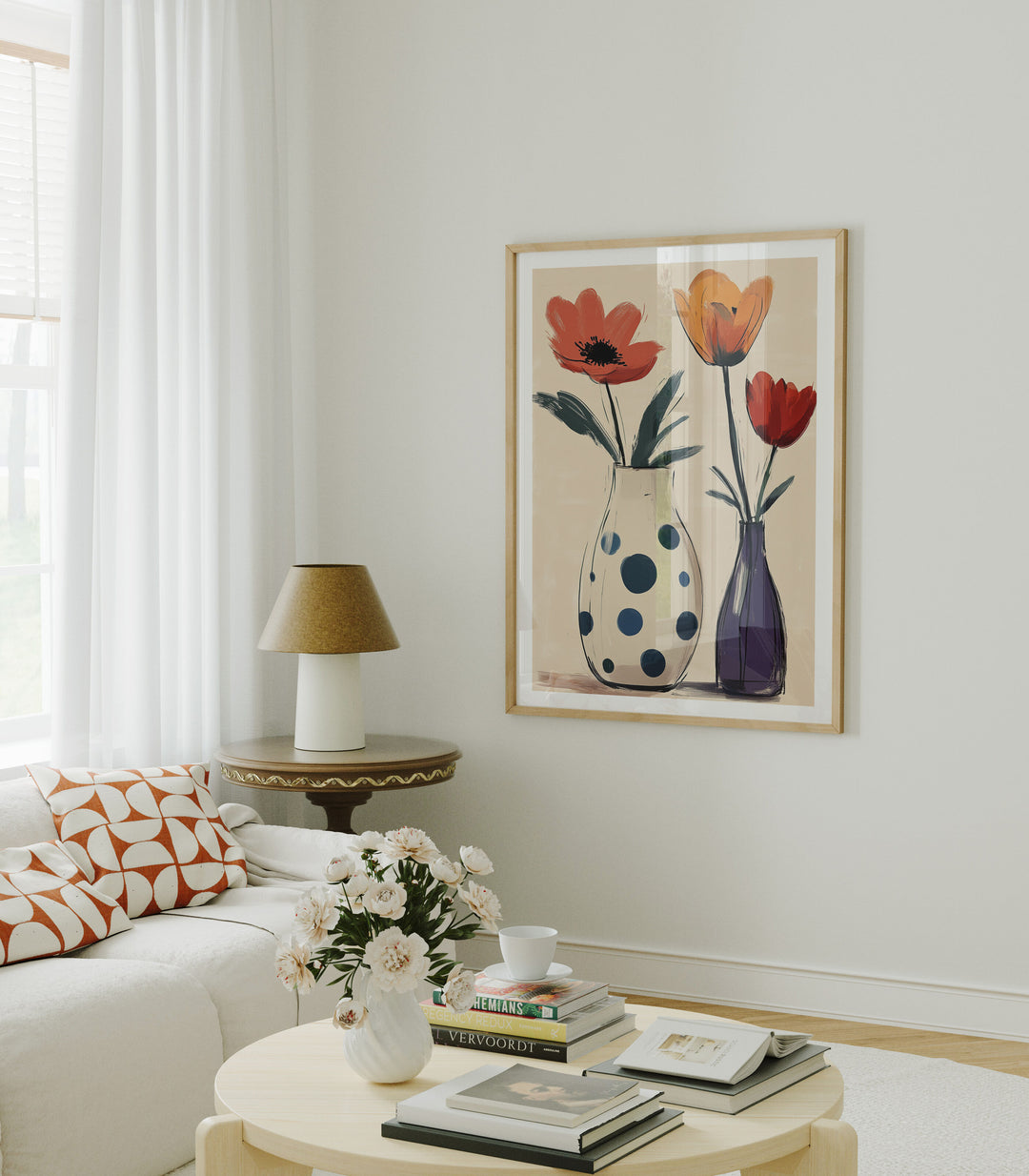 3x4 Wood Frame Mockup in Home Interior with Reflection